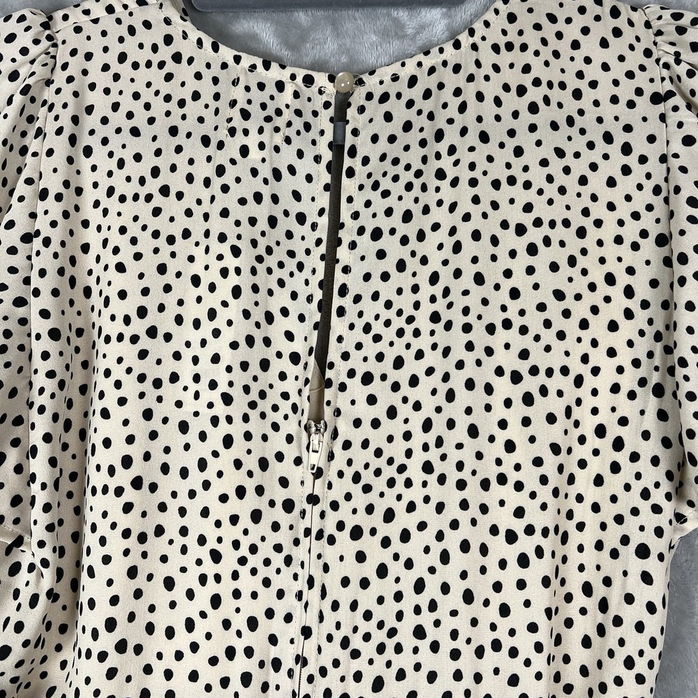 FRANCESCA'S Blue Rain Dane Spotted Front Tie Mini Godet Hemline Size Large NWT - Picture 7 of 16